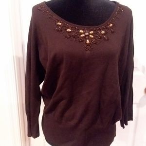 Brown beaded Sweater